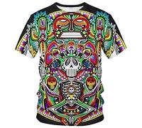 LAOLIUSN Camiseta de Psicodelia para hombre, diseño de tótems, camiseta gráfica colorida, Rojo -, X-Large