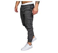 Laoluo Pantalón informal para hombre estilo militar deportivo ajustado ajustado vaquero montaña medios de supervivencia varios bolsillos para ocio etc. Cordón elástico talla grande 5-gris XL