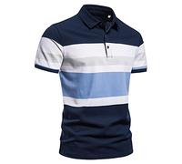 LAOSU Camiseta de manga corta para hombre, de talla grande, para primavera, verano, elegante, estampado deportivo, informal, cómodo, elegante, cuello con botones, estilo vintage, Golf, 05-marino, 3XL