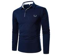 LAOSU Camiseta de manga larga para hombre con cuello con botones para hombre, estilo informal, informal, de manga larga, 08-blanco, XXL