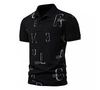 LAOSU Polo de manga corta para hombre, camisa estampada a la moda, cuello con botones, camiseta suelta, informal, con solapa, jersey de trabajo, tops sencillos clásicos hermosos, comfort elástico de