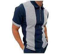 LAOSU Polo de manga corta para hombre, elegante, talla grande, bonito para primavera, verano, cómodo, vintage, cuello con cremallera, informal, camiseta con estampado de golf, 06-azul, XXL
