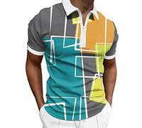 LAOSU Polo hombre manga corta moda impresa camisa cuello abotonado hombre suelto solapa trabajo suéter simple clásico hermoso tops confort Stretch marca casual Tops multicolor,azul 30,3XL (Top Homme)