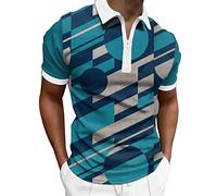 LAOSU Polo para hombre de manga corta a la moda con estampado de cuello con botones para hombre, sin calar holgado, camiseta informal y clásica, bonita y cómoda, azul 31, L (Top Homme)