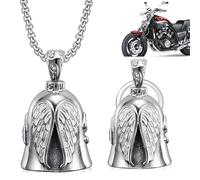 LAOYEFACAI 2 piezas de campanas para motocicleta Biker Bell Campanas para motocicleta con llavero Guardian Collar con campana para motocicleta Accesorios para motocicleta (Silver)