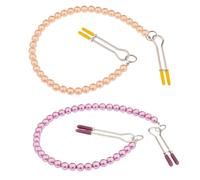 LAOYEFACAI 2 Piezas Pinzas para Pezones con Presión Ajustable, Collar Cadena Corporal con Cuentas, Clips para Pezones No Perforantes, Accesorios y Joyería Corporal (2)