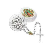 LAOYEFACAI Collar de cuentas de madera de 6mm con cruz mariana Cuentas de rosario hechas a mano Collar de rosario católico Matt Bead Cuentas redondas Maravillosa medalla y cruz (BS)