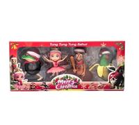 LaoZan 4Pcs Figura Italian Brainrot Juguete Tung Tung Tung Sahur Set Estatua Divertida,Decoración de Escritorio para Coleccionar Regalos