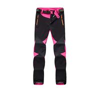 LaoZan Softshell Pantalones de Senderismo Impermeables Unisex Outdoor Pantalones a Prueba de Viento de Montaña Trekking Escalada (Rose(Mujer), Asia S)