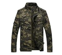 LaoZanA Hombre Chaqueta Camuflaje Abrigo Cazadora Militar Casual Multi-Bolsillo Slim Fit Verde del ejército XL
