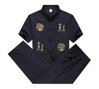 LaoZanA Hombres Ropa China Tradicional Antigua Disfraz Traje Tang Tai Chi Uniforme Navy 41