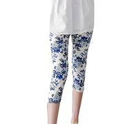 LaoZanA Leggins Corto Mujer Estampados Leggings Cintura Alta Push Up Capri Elasticos Pantalones Skinny - Peonyqing - Un Tamaño