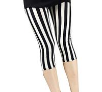 LaoZanA Leggins Corto Mujer Estampados Leggings Cintura Alta Push Up Capri Elasticos Pantalones Skinny - Zhustripe - Un Tamaño