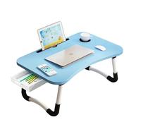 Lap Desk with Storage Drawer, Cup and Tablet Holder, Bed Tray Table, Foldable Laptop Desk, Laptop Stand for Working, Writing, Gaming and Drawing (23.6", Blue)