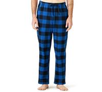 LAPASA Pantalon Pijama Hombre Algodon Franela Pajama Pant Dormir Largo Cuadro Bragueta con Boton estar en Casa Suave Comodo Invierno M39 S Cuadros en Negro y Azul