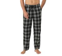 LAPASA Pantalon Pijama Hombre Algodon Franela Pajama Pant Dormir Largo Cuadro Bragueta con Boton estar en Casa Suave Comodo Invierno M39 XXL M39: Cuadros en Blanco y Negro