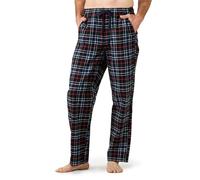 LAPASA Pantalon Pijama Hombre Algodon Franela Pajama Pant Dormir Largo Cuadro Bragueta con Boton estar en Casa Suave Comodo Invierno M39 XL M39: Cuadros en Azul Marino y Rojo