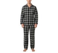 LAPASA - Pijama Hombre Invierno 100% Algodón Franela Pantalones a Cuadros Pijama Largo Camiseta y Pantalón de Pijama M95 S Cuadro Negro + Blanco