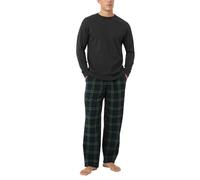 LAPASA - Pijama Hombre Invierno 100% Algodón Franela Pantalones a Cuadros Pijama Largo Camiseta y Pantalón de Pijama M79 L Cuadro Gris Oscuro + Verde Oscuro y Azul Marino