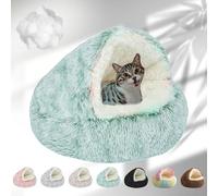 Lapcatz Nest Bed, 2024 New Lapcatz Cat and Dog Bed, Winter Warm Shell Semi-Enclosed Pet Cat Bed, Plush, Warm PP Cotton, Non-slip Bottom, Improve Pet's Sleep Quality, for Cats & Dogs (XXL-Green)