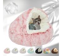 Lapcatz Nest Bed, 2024 New Lapcatz Cat and Dog Bed, Winter Warm Shell Semi-Enclosed Pet Cat Bed, Plush, Warm PP Cotton, Non-slip Bottom, Improve Pet's Sleep Quality, for Cats & Dogs (L-Pink)