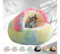 Lapcatz Nest Bed, 2024 New Lapcatz Cat and Dog Bed, Winter Warm Shell Semi-Enclosed Pet Cat Bed, Plush, Warm PP Cotton, Non-slip Bottom, Improve Pet's Sleep Quality, for Cats & Dogs (S-Mixed)