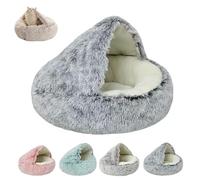 Lapcatz Nest Bed, Lapcatz Bed, Semi-Enclosed Pet Nest, Cat Bed House, Pet Cave Beds for Cats and Dogs to Rest and Sleep, Removable Washable Non Slip Bottom(Gray-Short,60 cm/23.62 in)