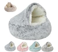 Lapcatz Nest Bed, Lapcatz Bed, Semi-Enclosed Pet Nest, Cat Bed House, Pet Cave Beds for Cats and Dogs to Rest and Sleep, Removable Washable Non Slip Bottom(Gray-Long,40 cm/15.75 in)
