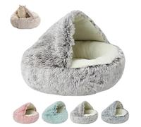 Lapcatz Nest Bed, Lapcatz Bed, Semi-Enclosed Pet Nest, Cat Bed House, Pet Cave Beds for Cats and Dogs to Rest and Sleep, Removable Washable Non Slip Bottom(Coffee-Short,40 cm/15.75 in)
