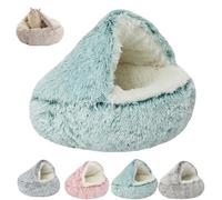 Lapcatz Nest Bed, Lapcatz Bed, Semi-Enclosed Pet Nest, Cat Bed House, Pet Cave Beds for Cats and Dogs to Rest and Sleep, Removable Washable Non Slip Bottom(Green-Long,60 cm/23.62 in)