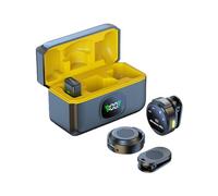 Lapel - Micrófonos inalámbricos de doble encendido con reducción de ruido, pantalla digital sin demora, funda de carga para teléfono móvil, grabación de transmisión en vivo, Plug and Play