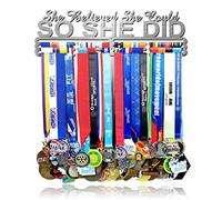 Lapetale Fashion Soporte para medallas, estante de pared con marco en 40,6 cm de largo, para medallas, premios, animación, gimnasia, fútbol, sóftbol