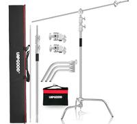 Lapgood C Stand Acero Inoxidable Heavy Duty con Brazo de Horca, Soporte en C 330 cm Soporte de Fotos Ajustable con Brazo de Sujeción de 128 cm C Trípode, Cabeza de 2 Asas, Bolsa de Arena