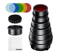 Lapgood Kit de Snoot Cónico de Aleación de Aluminio con 5 Filtros de Gel de Color y Rejilla de Panal para Montura Bowens,Luz Estroboscópica de Estudio,Luz de Luna,Flash (Snoot02)
