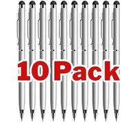 Lapicera para pantalla táctil 2 en 1, tablet y bolígrafo de tinta compatible con iPad, iPhone, Kindle Fire, Samsung Galaxy y Android, paquete de 10 unidades, color plateado