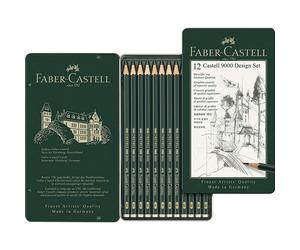 Lápiceros Grafito FABER-CASTELL 9000, Estuche Metal x12