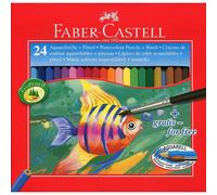 Lápices Acuarelables FABER-CASTELL, Caja x24 Colores + Pincel