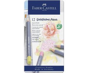 Lapices Acuarelables FABER-CASTELL Goldfaber Aqua Pastel, Caja Metal x12 Colores