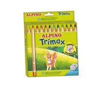 Lápices Alpino TRIMAX - Triangulares y Gruesos (Mina 5.4mm) + Sacapuntas - 12 Colores