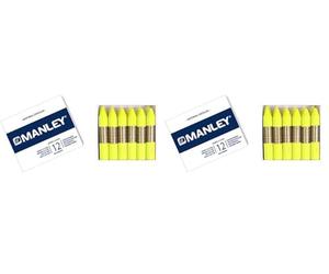 Lapices cera manley unicolor amarillo limon n.2 caja de 12 unidades (Paquete de 2)