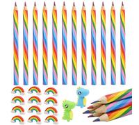 Lápices de arco iris, 4 colores en 1 lápices de colores arcoíris para suministros de arte para niños, lápices multicolores para bocetos, regalos para estudiantes (32)