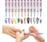 Lápices de arte de uñas - 12 colores, 0,5 mm, secado rápido, rotulador de color, herramienta de dibujo multifuncional, creador de diseño 3D, lápices de uñas decorativos para pintura en lienzo, salón