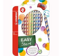 STABILO Lápices de color ergonómicos EASYcolors START Estuche 12 + 1 sacapuntas Para diestros