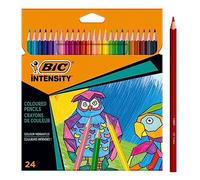 Lápices de colores BIC Intensity, crayones triangulares, lápices de colores para pintar en 24 colores, en estuche de cartón, plomo irrompible y sin madera (el paquete puede variar)