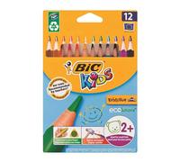 Lápices de colores Bic Kids Evolution, colores surtidos, paquete de 12, edades 2