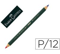 Faber-Castell 117500 - Estuche con 12 ecolápices bicolor grueso 873, forma hexagonal, color rojo y azul - 12 Unidad ( Paquete de 1)