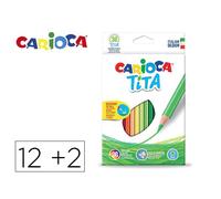 Lapices De Colores Carioca Tita Hexagonal 12 Unidades Colores Surtidos + 2 Gratis