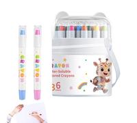 Lápices de colores lavables - lápices de colores Twist | Lápices de colores pastel al óleo - 36 colores vibrantes solubles en agua con un diseño suave y sedoso, seguro, no tóxico y lavable, ideal para