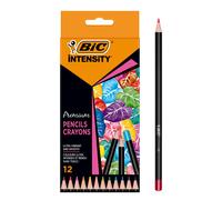 Lápices de Colores para Adultos BIC Intensity Premium Woodcase con Mina Resistente a las Roturas - Multicolor, Pack de 12