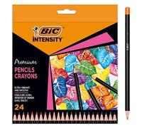 Lápices de Colores para Adultos BIC Intensity Premium Woodcase con Mina Resistente a las Roturas - Multicolor, Pack de 24